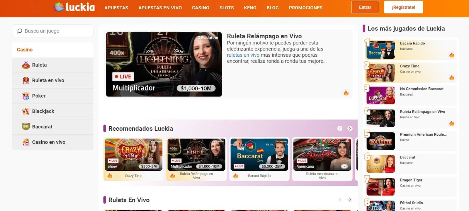 Aplicación móvil de Luckia Casino Online