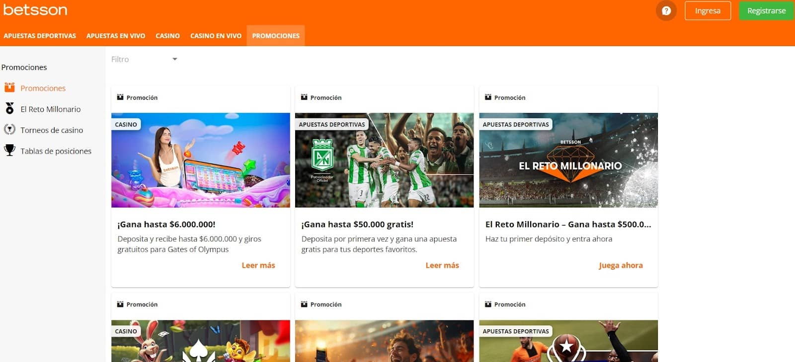 Bonos y promociones de Betsson Colombia